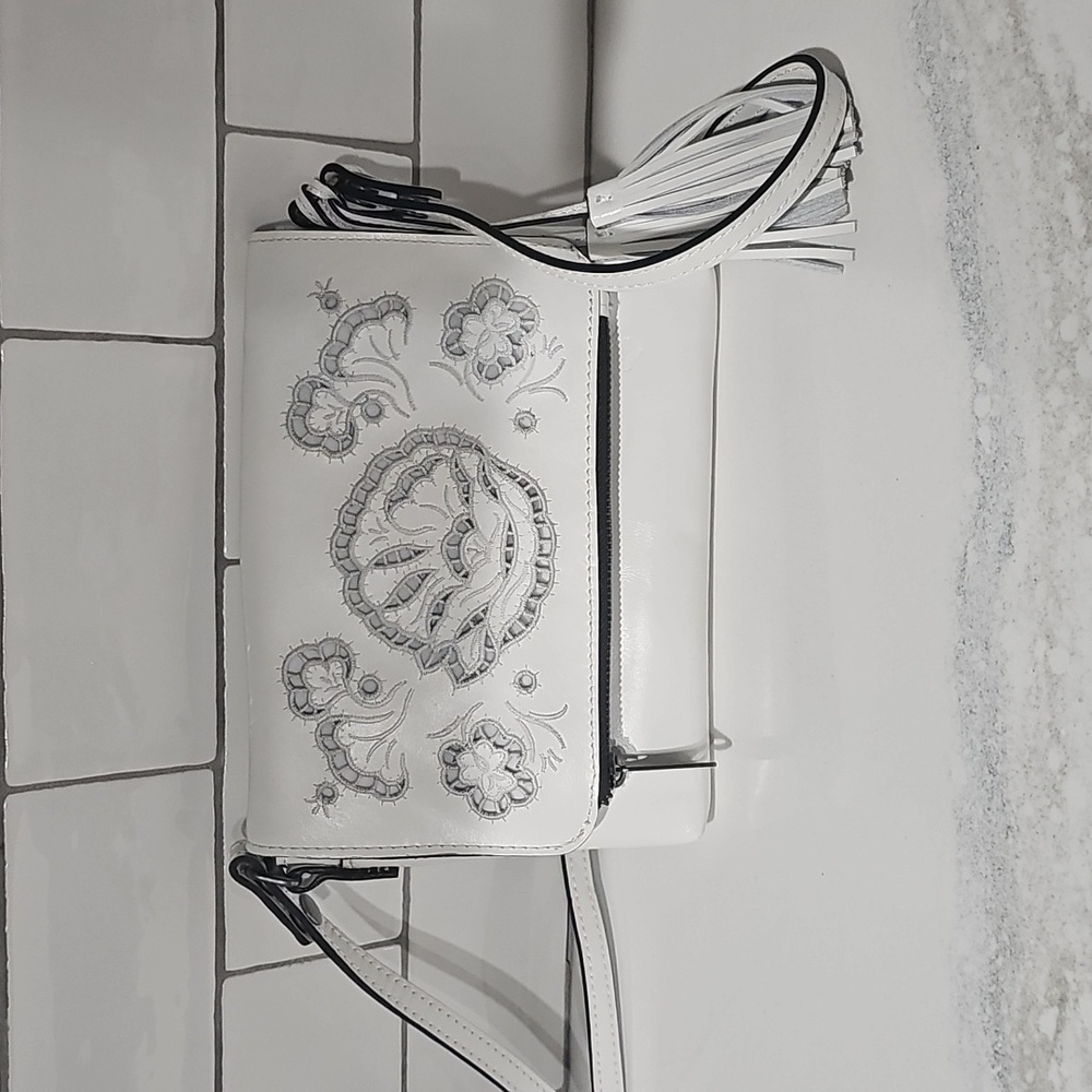 Patricia Nash White Crossbody Bag with Embroidery